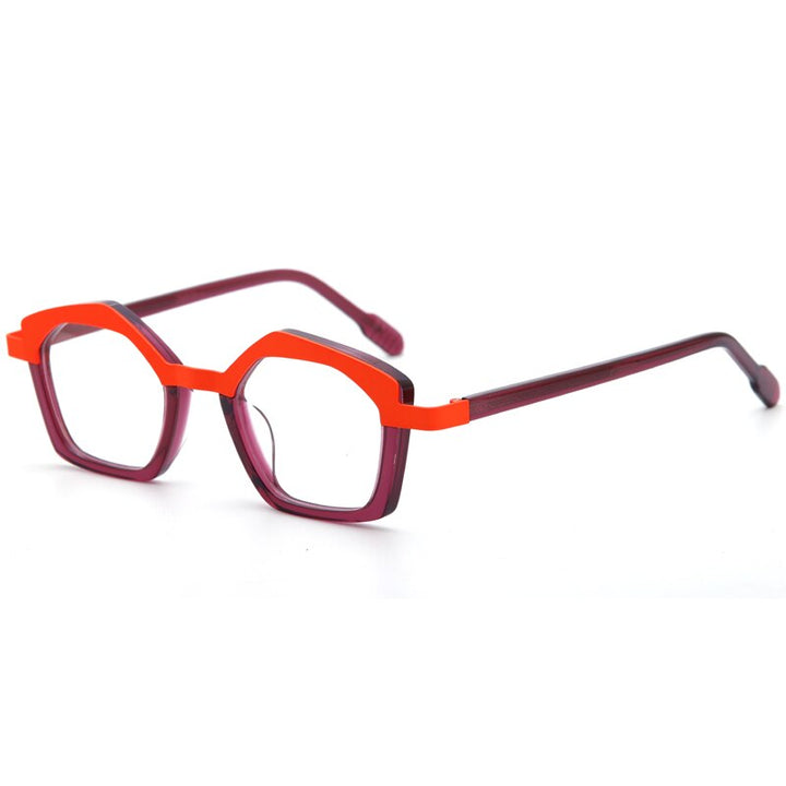Muzz Unisex Full Rim Polygon Square Acetate Alloy Eyeglasses 1175 Full Rim Muzz C4