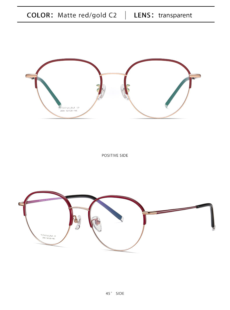 Reven Jate Unisex Full Rim Round Acetate Titanium Frame Eyeglasses YJ2039 Full Rim Reven Jate