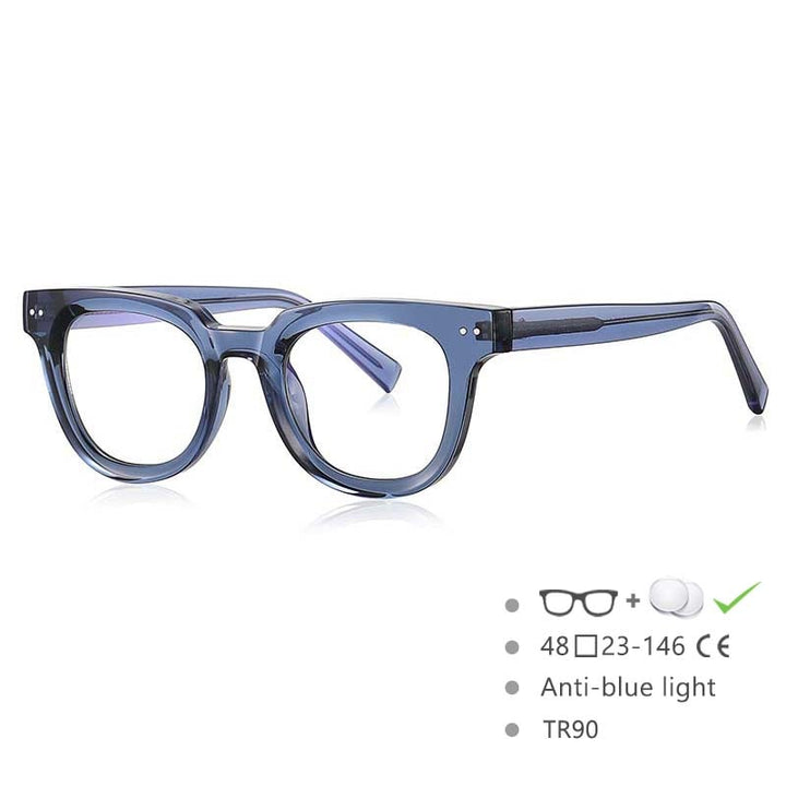 CCSpace Unisex Full Rim Square Tr 90 Titanium Frame Eyeglasses 54560 Full Rim CCspace China Blue