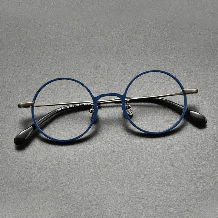 Gatenac Unisex Full Rim Round Titanium Eyeglasses Gxyj847 Full Rim Gatenac