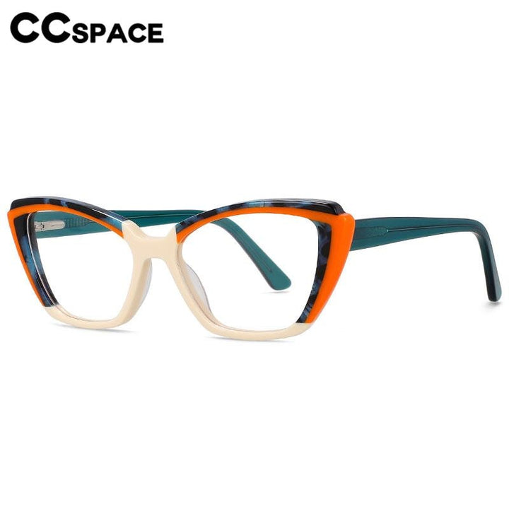 CCspace Unisex Full Rim Square Cat Eye Acetate Eyeglasses 56558 Full Rim CCspace