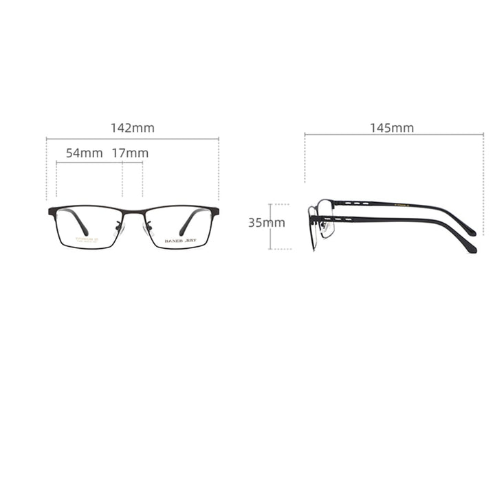 Reven Jate Unisex Full Rim Square Titanium Frame Eyeglasses 71091 Full Rim Reven Jate
