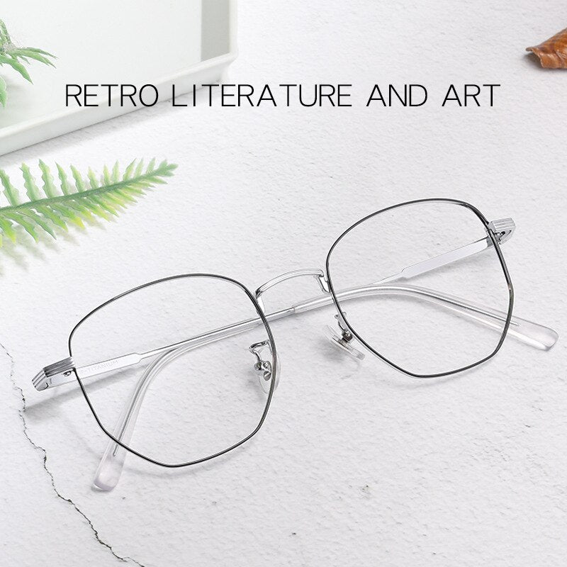 Yimaruili Unisex Full Rim Polygon Titanium Eyeglasses 9005 Full Rim Yimaruili Eyeglasses