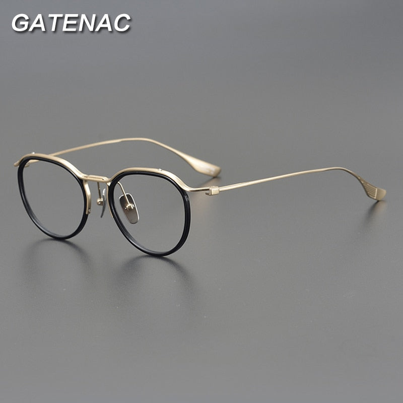 Gatenac Unisex Full Rim Round Titanium Eyeglasses Gxyj895 Full Rim Gatenac