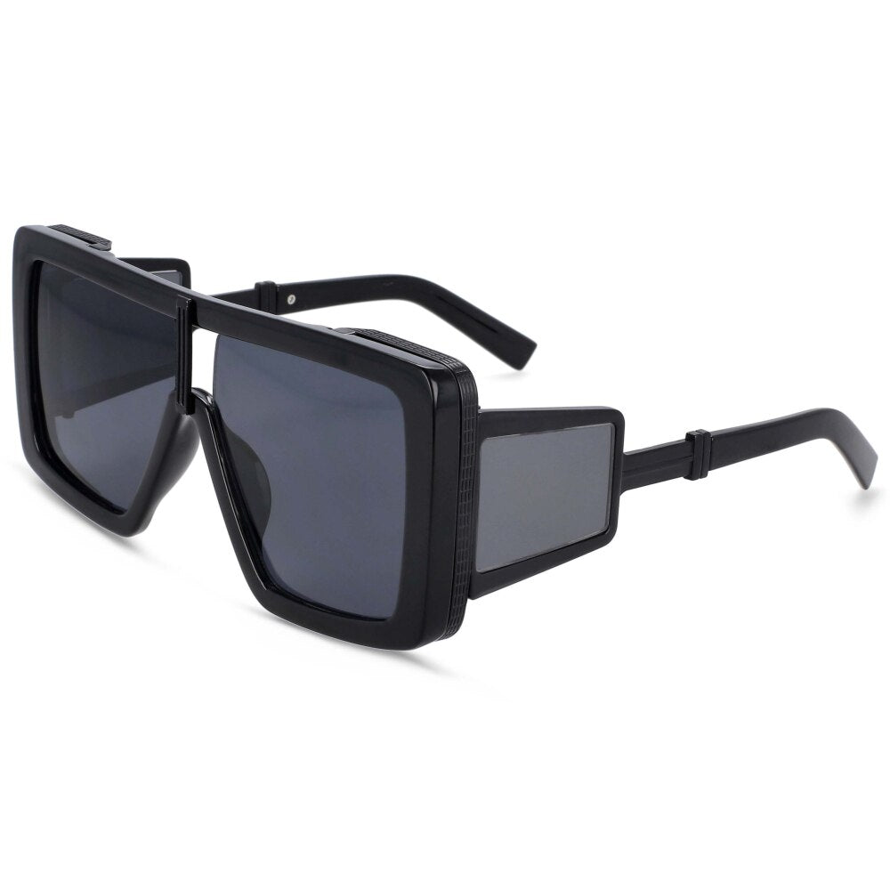 CCspace Women's Full Rim Oversized Square Resin Double Bridge Frame Sunglasses 54222 Sunglasses CCspace Sunglasses black