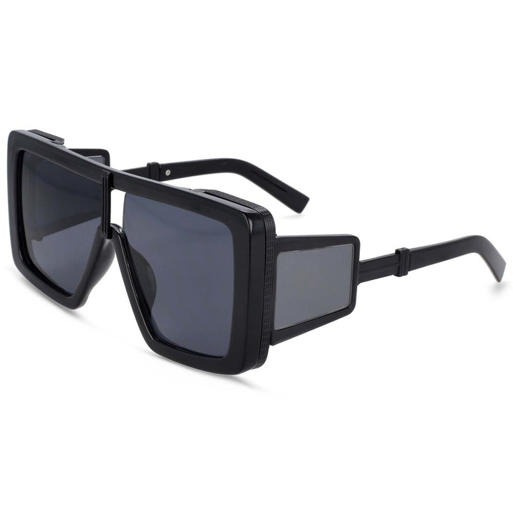 CCspace Women's Full Rim Oversized Square Resin Double Bridge Frame Sunglasses 54222 Sunglasses CCspace Sunglasses black