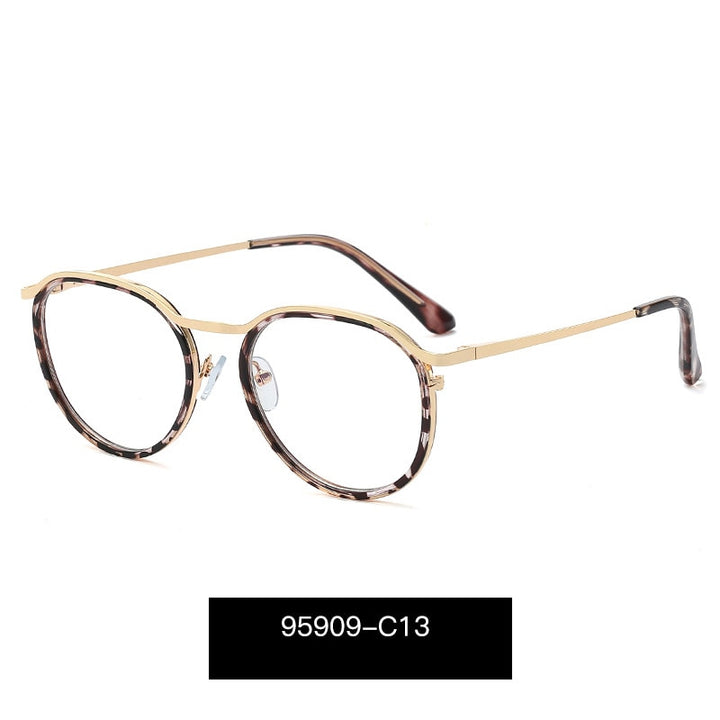 Hotony Women's Full Rim Round TR 90 Resin Alloy Frame Eyeglasses 95909 Full Rim Hotony C13
