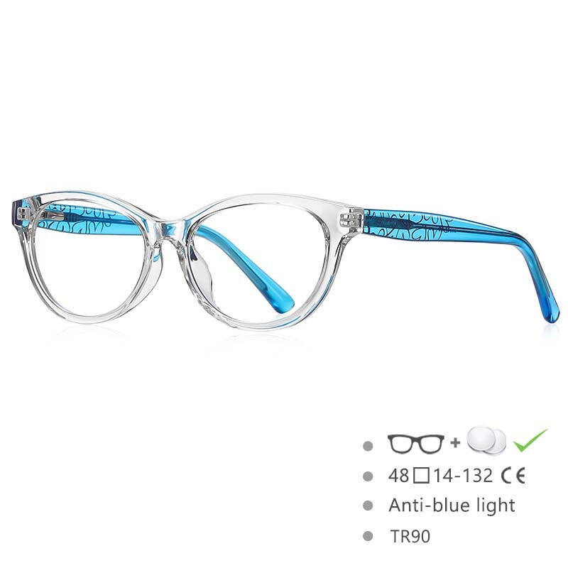 CCspace Children's Unisex Full Rim Tr 90 Cat Eye Frame Eyeglasses 54573 Full Rim CCspace Clear China