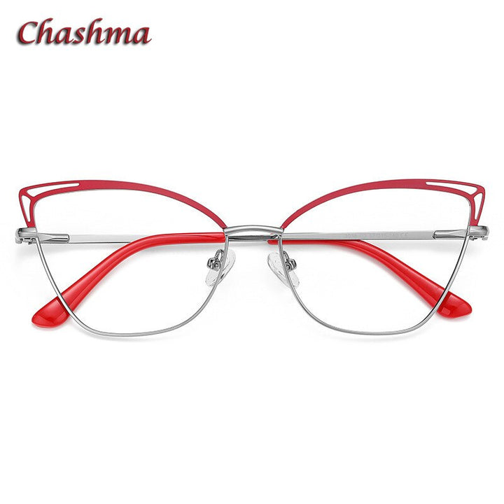 Chashma Ochki Women Full Rim Square Cat Eye Stainless Steel Eyeglasses 3038 Full Rim Chashma Ochki   