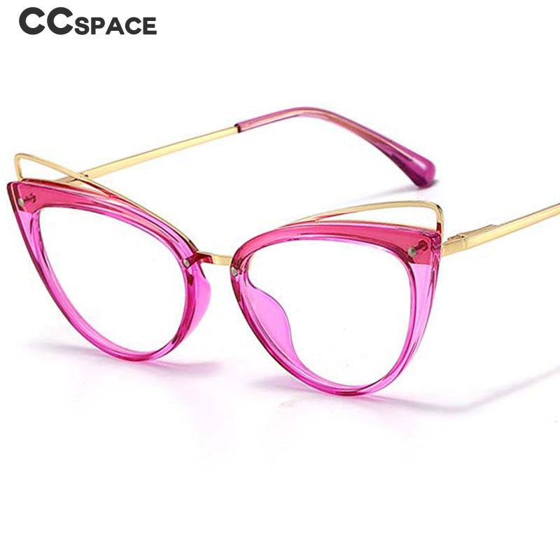 CCspace Women's Full Rim Cat Eye Acetate Alloy Eyeglasses 55060 Full Rim CCspace