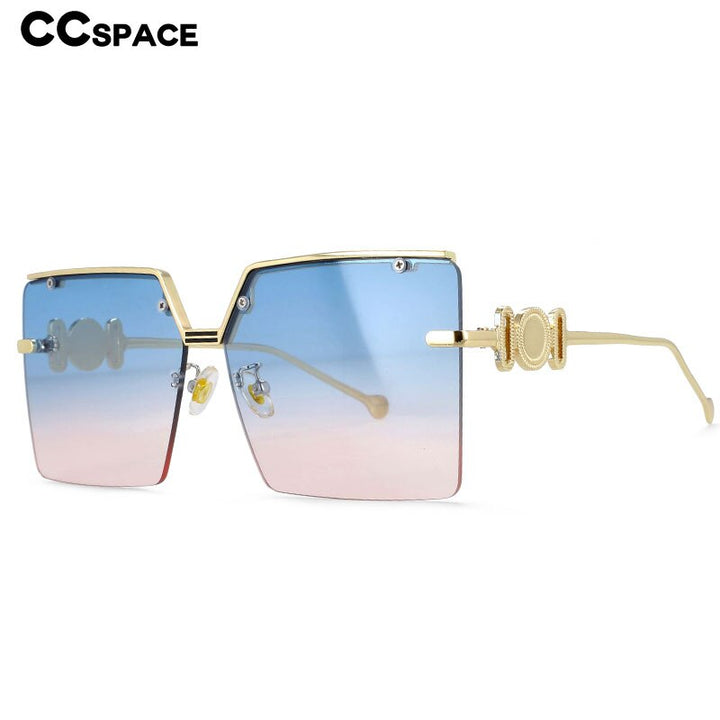 CCspace Women's Rimless Oversized Rectangle Alloy Frame Sunglasses 54213 Sunglasses CCspace Sunglasses