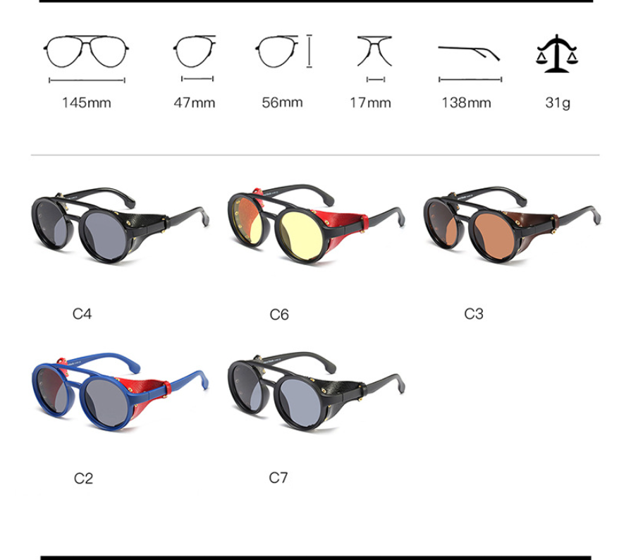 CCspace Men's Full Rim Round Resin Double Bridge Frame Sunglasses 45746 Sunglasses CCspace Sunglasses