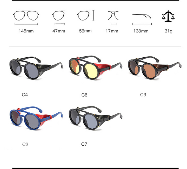 CCspace Men's Full Rim Round Resin Double Bridge Frame Sunglasses 45746 Sunglasses CCspace Sunglasses