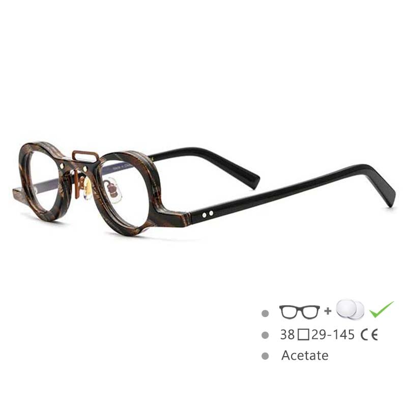 CCspace Unisex Full Rim Small Round Double Bridge Acetate Eyeglasses 54565 Full Rim CCspace Brown-color China