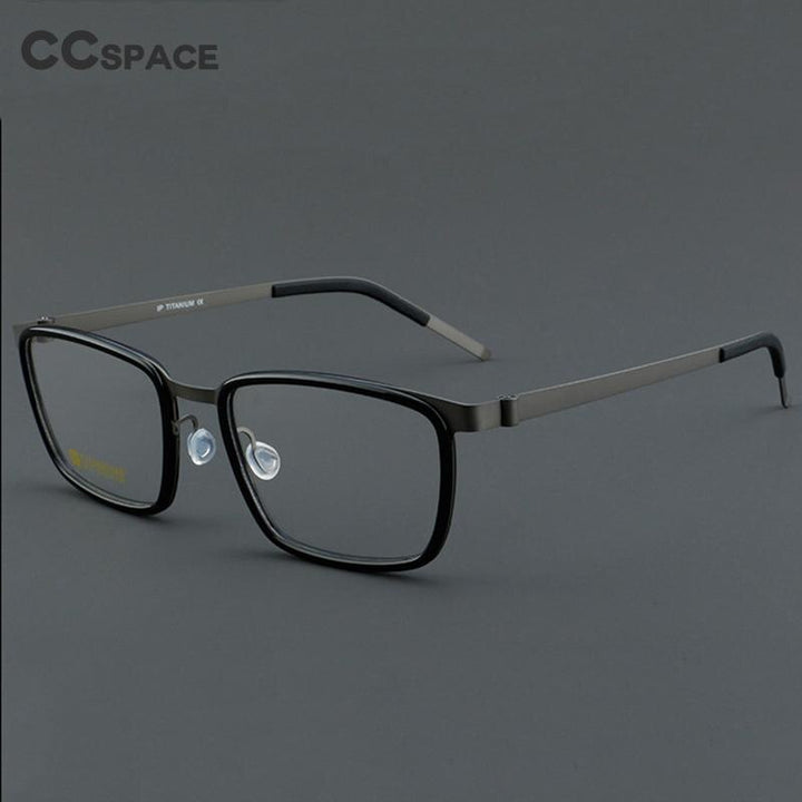 CCspace Unisex Full Rim Square Acetate Titanium Eyeglasses 55023 Full Rim CCspace