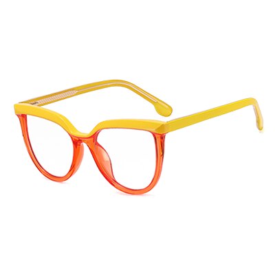 Ralferty Women's Full Rim Square Cat Eye Acetate Eyeglasses F82032 Full Rim Ralferty C6 Orange China 