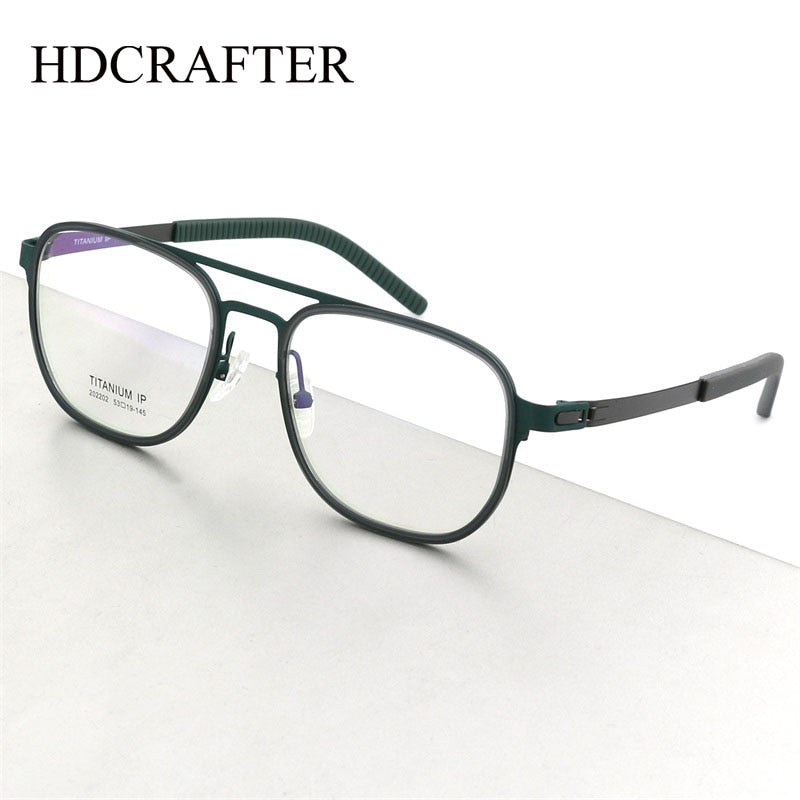 Hdcrafter Unisex Full Rim Square Double Bridge Titanium Eyeglasses 2202 Full Rim Hdcrafter Eyeglasses