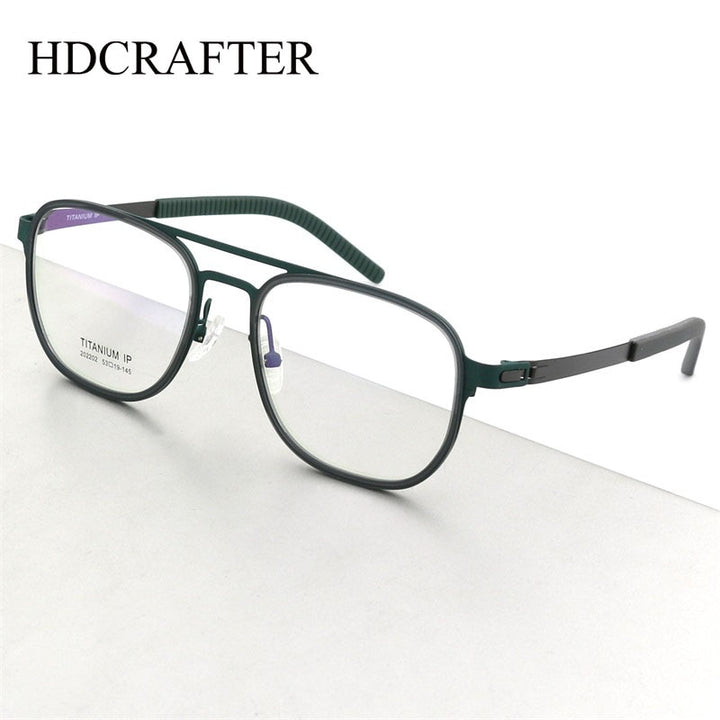 Hdcrafter Unisex Full Rim Square Double Bridge Titanium Eyeglasses 2202 Full Rim Hdcrafter Eyeglasses