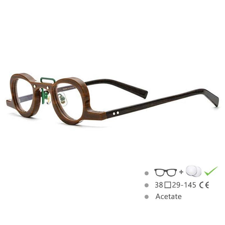 CCspace Unisex Full Rim Small Round Double Bridge Acetate Eyeglasses 54565 Full Rim CCspace Brown China