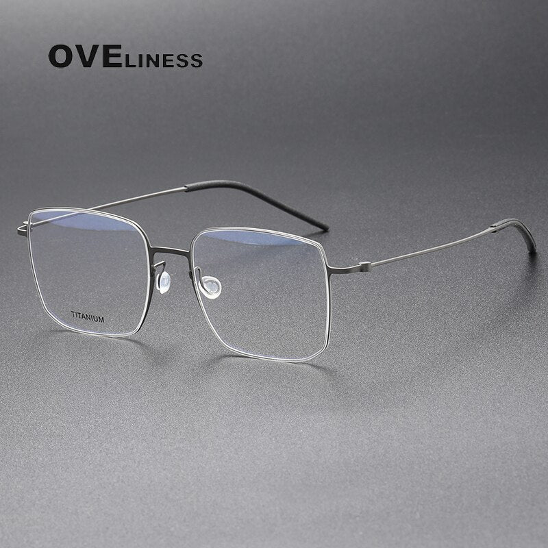 Oveliness Unisex Full Rim Square Screwless Titanium Eyeglasses 5511 Full Rim Oveliness gun