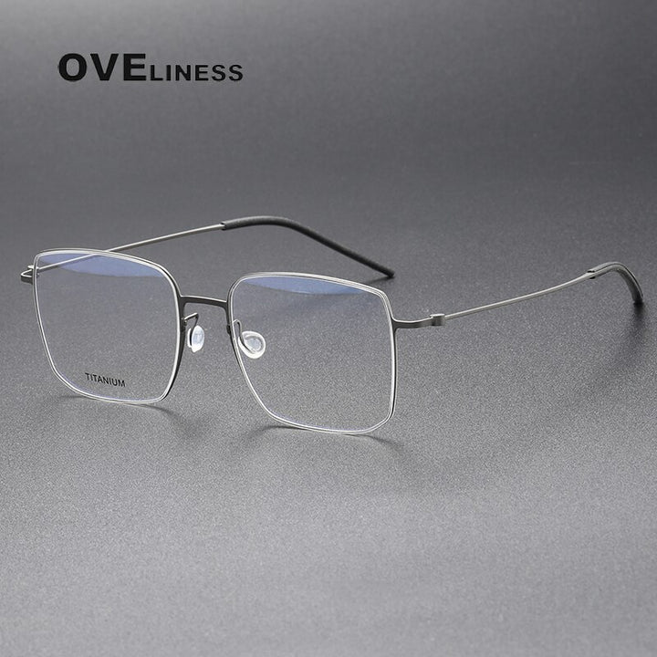 Oveliness Unisex Full Rim Square Screwless Titanium Eyeglasses 5511 Full Rim Oveliness gun