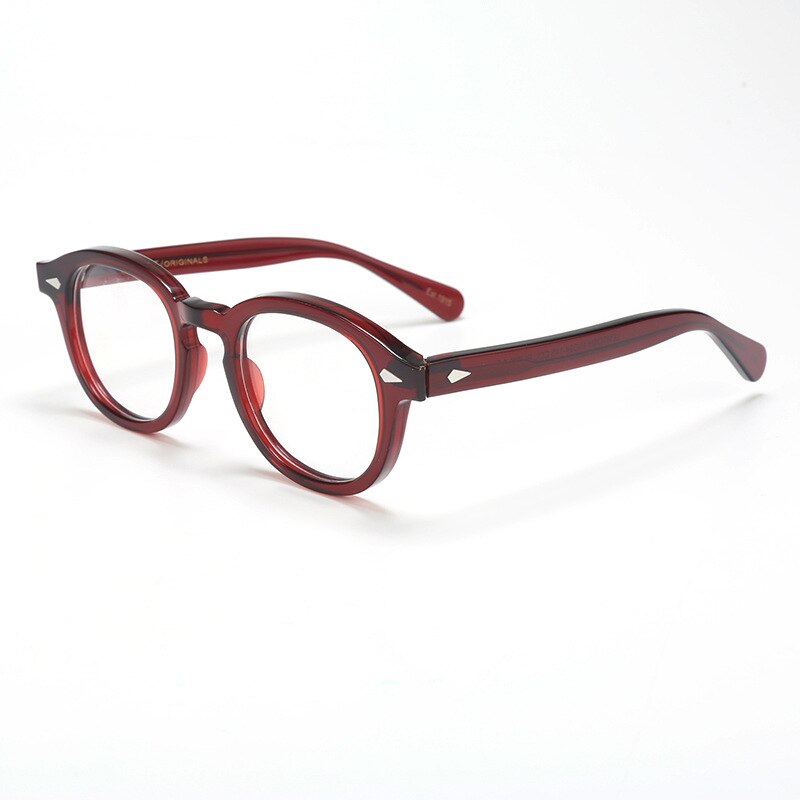 Bclear Unisex Full Rim Round Acetate Three Size S-M-L Frame Eyeglasses 1915 Full Rim Bclear Wine Red Small