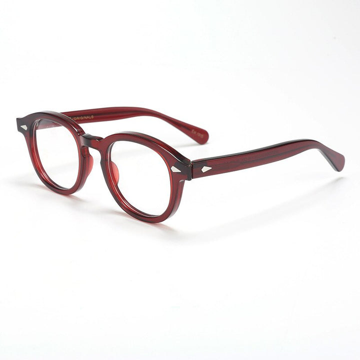 Bclear Unisex Full Rim Round Acetate Three Size S-M-L Frame Eyeglasses 1915 Full Rim Bclear Wine Red Small