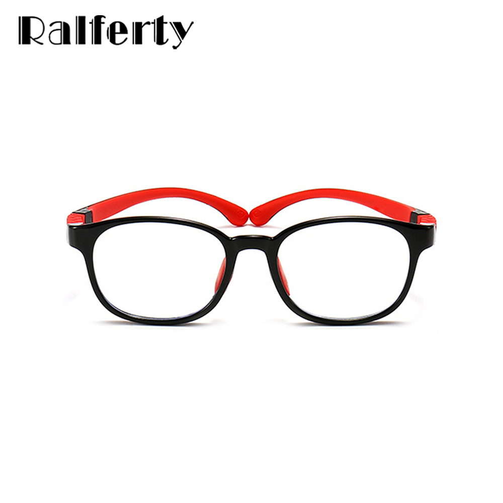 Ralferty Unisex Children's Full Rim Round Square Tr 90 Silicone Eyeglasses M91029 Full Rim Ralferty