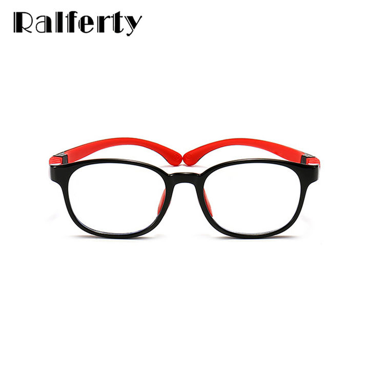 Ralferty Unisex Children's Full Rim Round Square Tr 90 Silicone Eyeglasses M91029 Full Rim Ralferty