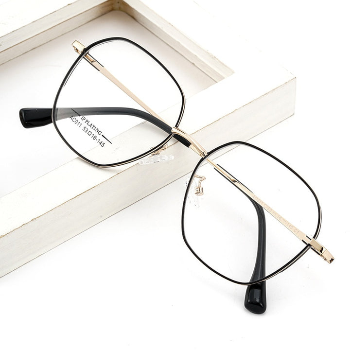 Yimaruili Unisex Full Rim Polygon Square Alloy Frame Eyeglasses AC011 Full Rim Yimaruili Eyeglasses