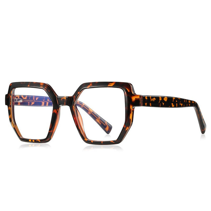 CCspace Unisex Full Rim Irregular Square Tr 90 Titanium Eyeglasses 54714 Full Rim CCspace China Leopard
