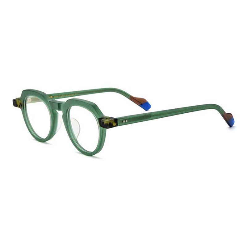 CCspace Unisex Full Rim Irregular Round Acetate Eyeglasses 54702 Full Rim CCspace Matte green China