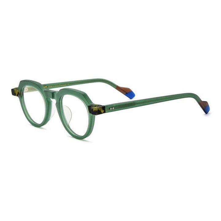 CCspace Unisex Full Rim Irregular Round Acetate Eyeglasses 54702 Full Rim CCspace Matte green China