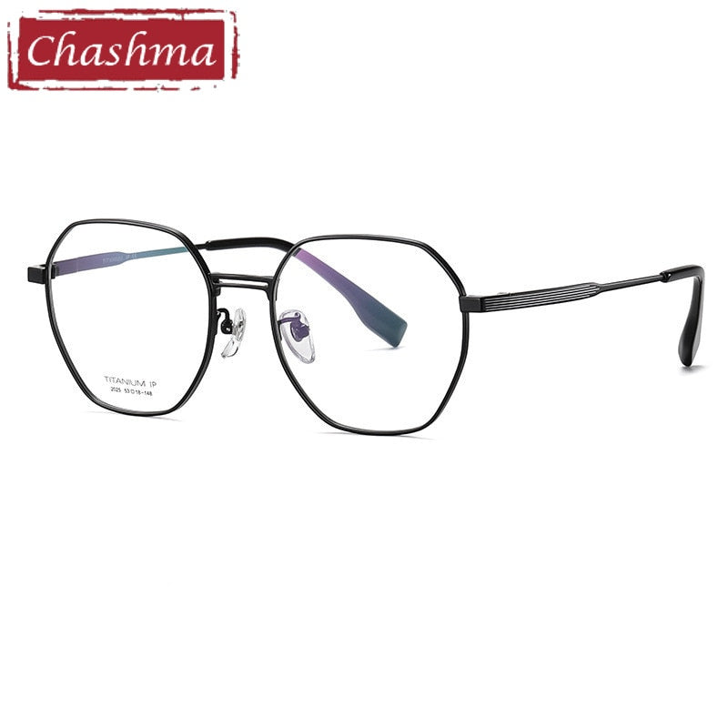 Chashma Ottica Unisex Full Rim Polygon Square Titanium Eyeglasses 2025 Full Rim Chashma Ottica Black Silver 1  