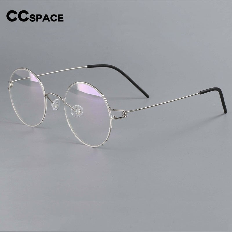 CCspace Unisex Full Rim Round Titanium Alloy Screwless Eyeglasses 54710 Full Rim CCspace