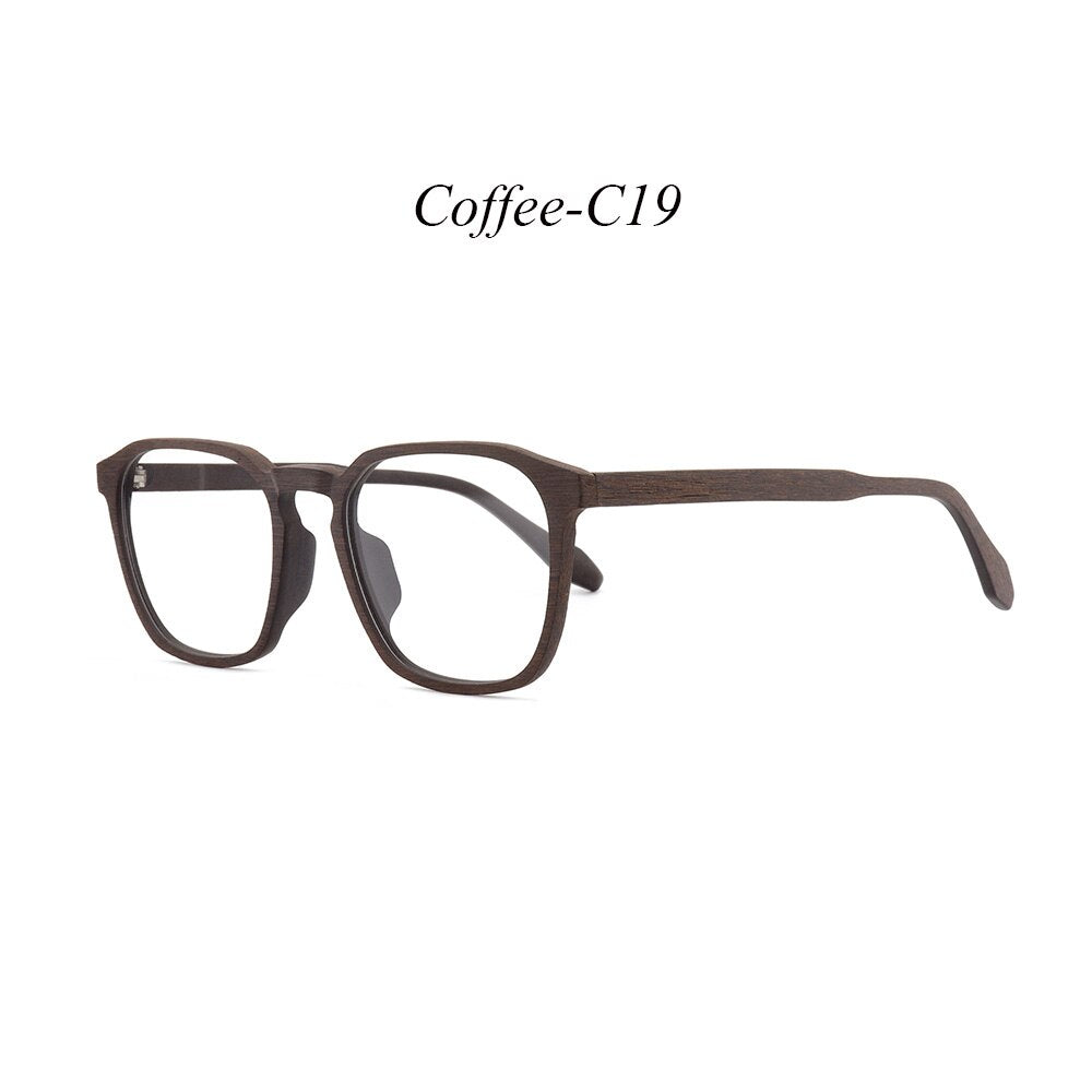 Hdcrafter Unisex Full Rim Square Wood Alloy Eyeglasses 1692 Full Rim Hdcrafter Eyeglasses C19