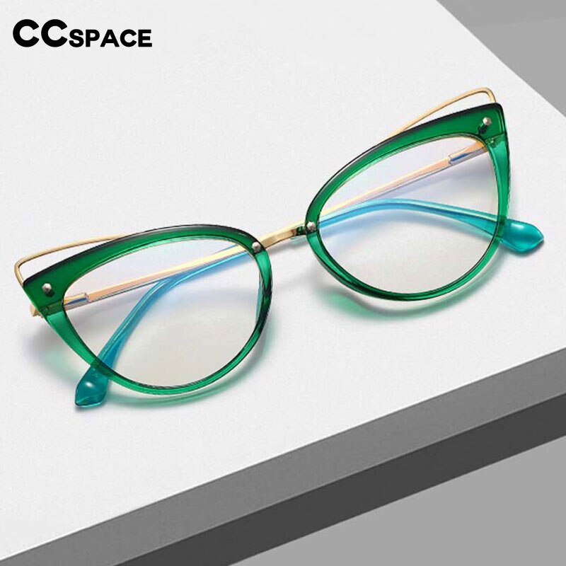 CCspace Women's Full Rim Cat Eye Acetate Alloy Eyeglasses 55060 Full Rim CCspace