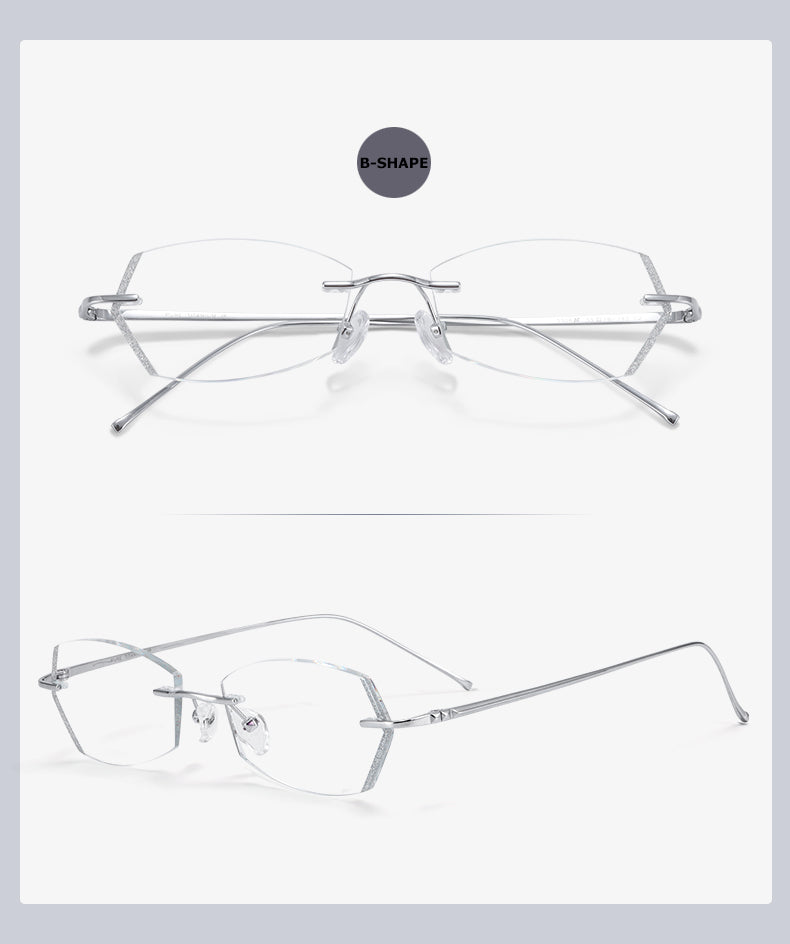 Chashma Unisex Rimless Diamond Cut Titanium Frame Custom Lens Eyeglasses 3306 Rimless Chashma