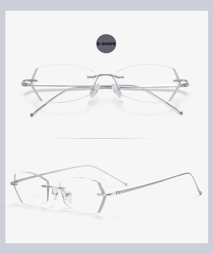 Chashma Unisex Rimless Diamond Cut Titanium Frame Custom Lens Eyeglasses 3306 Rimless Chashma