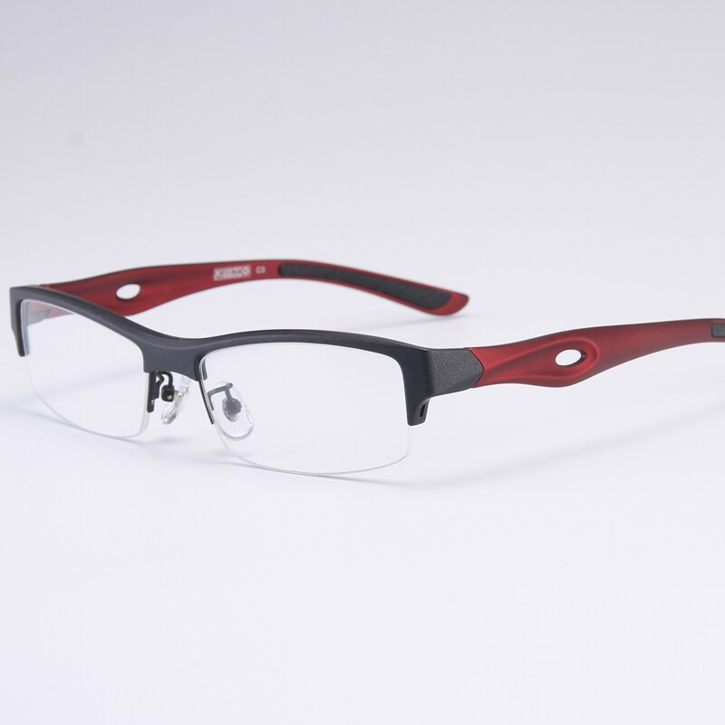 Bclear Men's Semi Rim Rectangle Tr 90 Sport Eyeglasses My1077 Semi Rim Bclear Black red 1