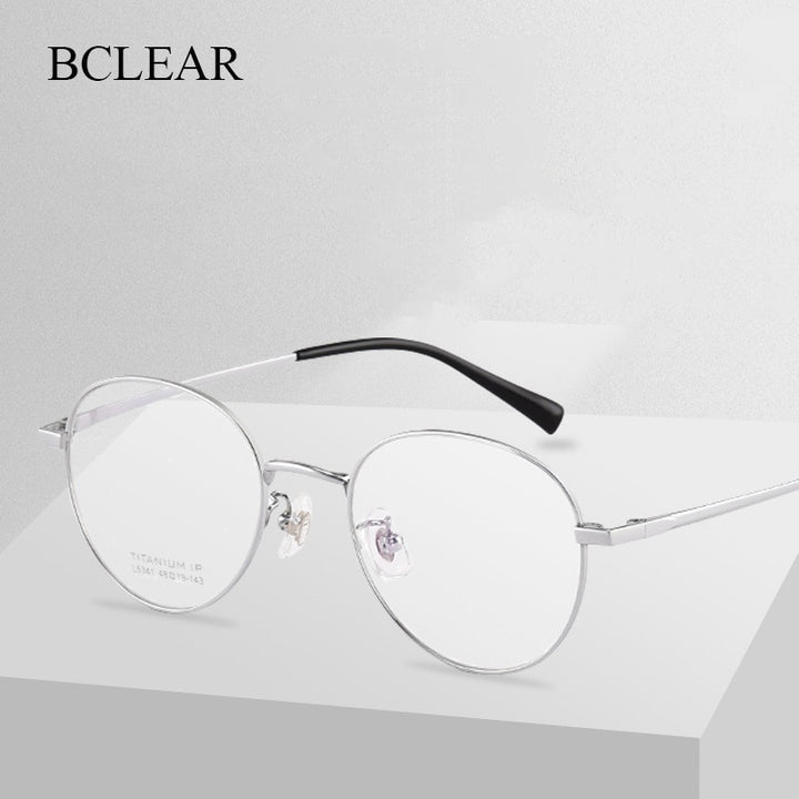 Bclear Unisex Full Rim Round Titanium Eyeglasses Lb5341 Full Rim Bclear