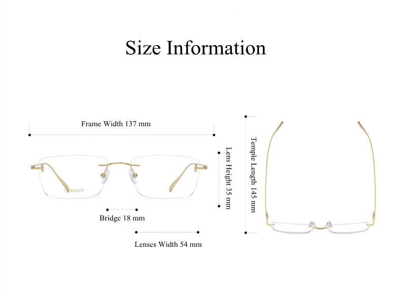 Chashma Ottica Unisex Rimless Square Titanium Eyeglasses 5678 Rimless Chashma Ottica