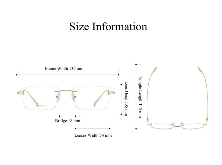 Chashma Ottica Unisex Rimless Square Titanium Eyeglasses 5678 Rimless Chashma Ottica