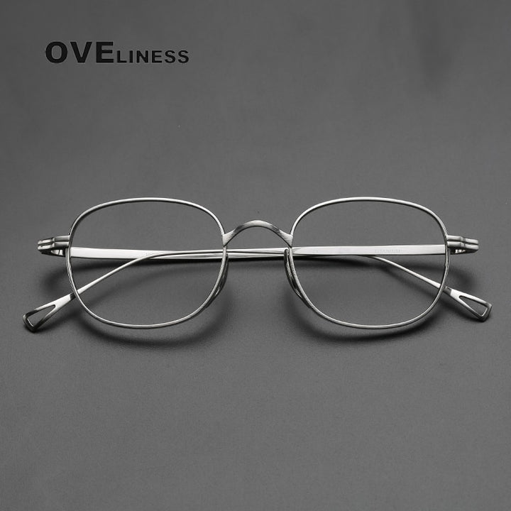 Oveliness Unisex Full Rim Round Titanium Eyeglasses 10518s Full Rim Oveliness Silver