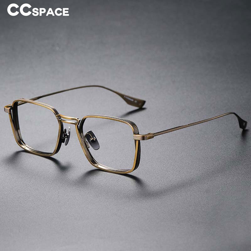 CCspace Unisex Full Rim Square Double Bridge Titanium Eyeglasses 53229 Full Rim CCspace