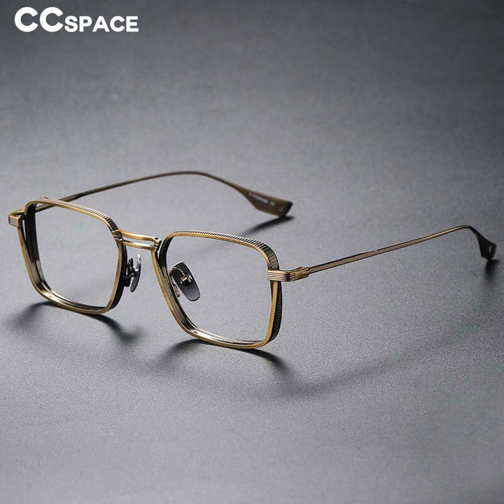 CCspace Unisex Full Rim Square Double Bridge Titanium Eyeglasses 53229 Full Rim CCspace