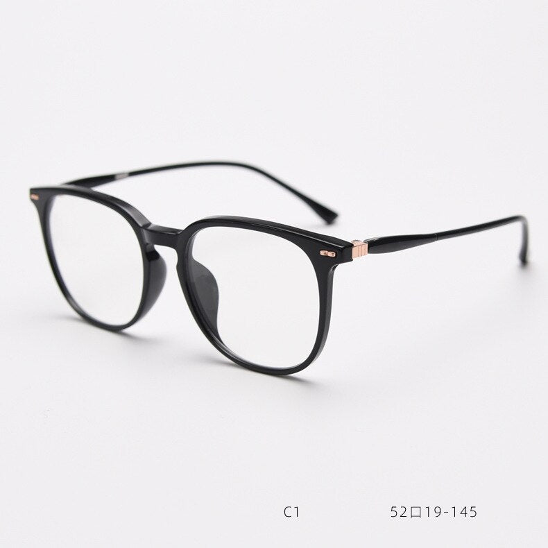 CCspace Unisex Full Rim Square Tr 90 Titanium Eyeglasses 55687 Full Rim CCspace Black China