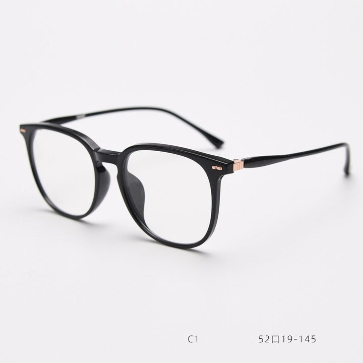 CCspace Unisex Full Rim Square Tr 90 Titanium Eyeglasses 55687 Full Rim CCspace Black China