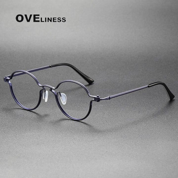 Oveliness Unisex Full Rim Round Titanium Eyeglasses 5895 Full Rim Oveliness purple