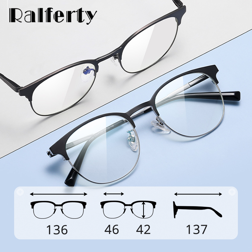 Ralferty Men's Full Rim Round Titanium Eyeglasses D906t Full Rim Ralferty   